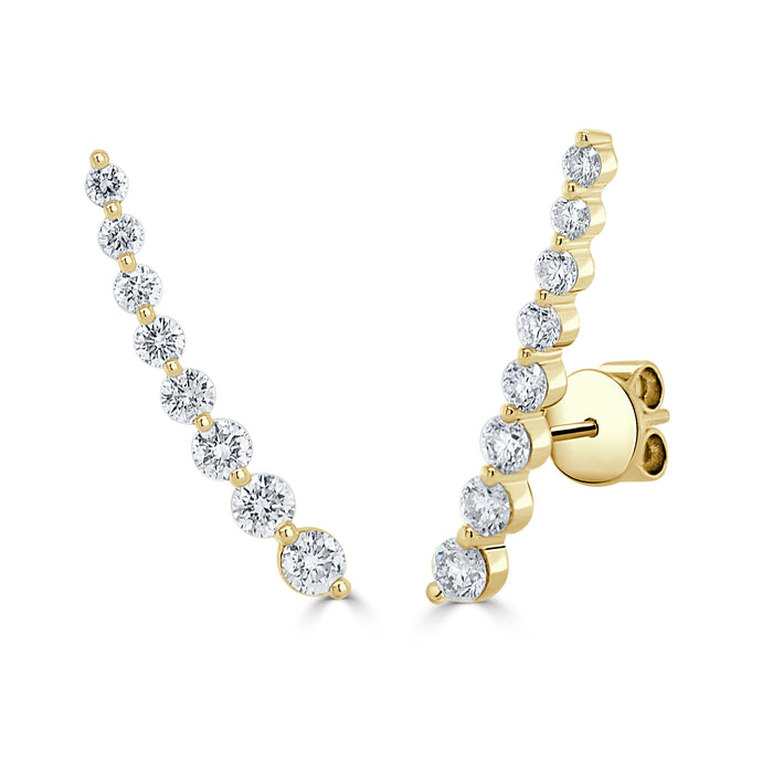 14K Gold & Diamond Ear Climber Earrings