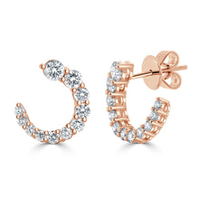 Load image into Gallery viewer, 14k Gold Curved Diamond Earrings