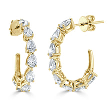 Load image into Gallery viewer, 14k Gold &amp; Pear-Shape Diamond Hoops