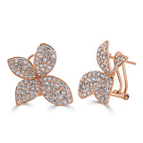 14K Gold & Diamond Flower Earrings - 2.39ct
