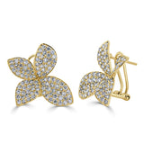 14K Gold & Diamond Flower Earrings - 2.39ct