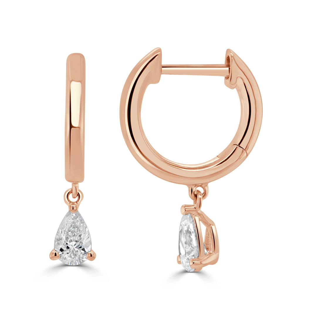 14K Gold & Pear-Shape Diamond Drop Earrings