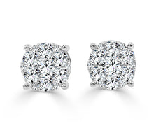 Load image into Gallery viewer, 14k Gold &amp; Diamond Cluster Earrings