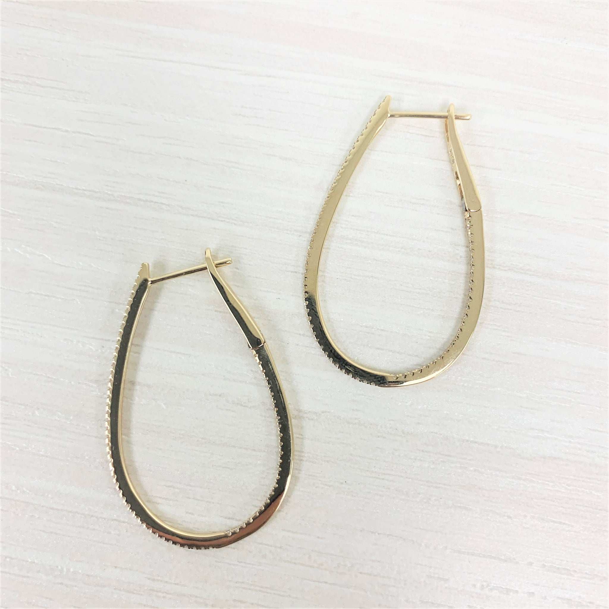 14kt Thin Diamond Hoop Earrings - 001-150-03291
