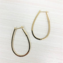 Load image into Gallery viewer, 14k Gold &amp; Diamond Skinny Hoop Earrings 1-1/2&quot;