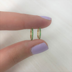 14k Gold & Emerald Huggie Earrings