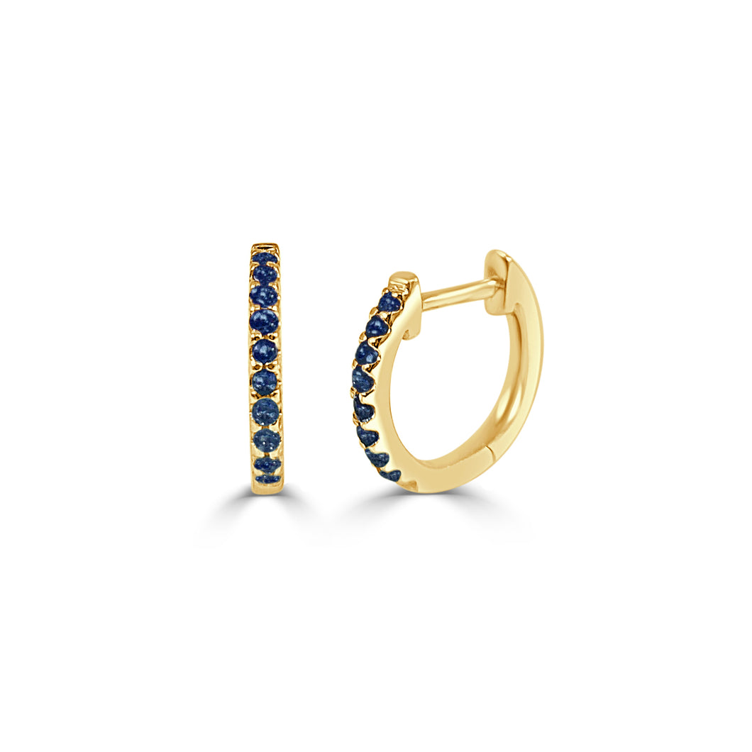 14K Gold & Blue Sapphire Huggie Earrings