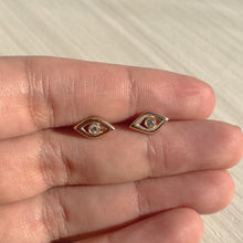 Load image into Gallery viewer, 14k Gold &amp; Diamond Evil Eye Earrings