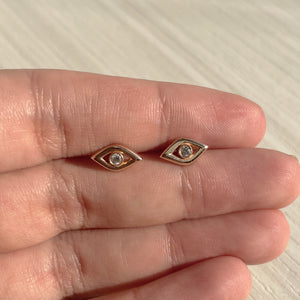 14k Gold & Diamond Evil Eye Earrings