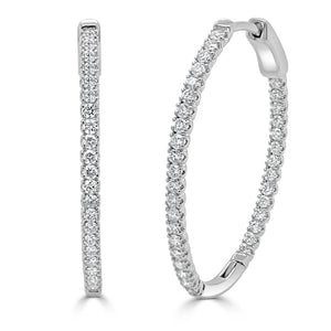 14k Gold & Diamond Oval Hoops