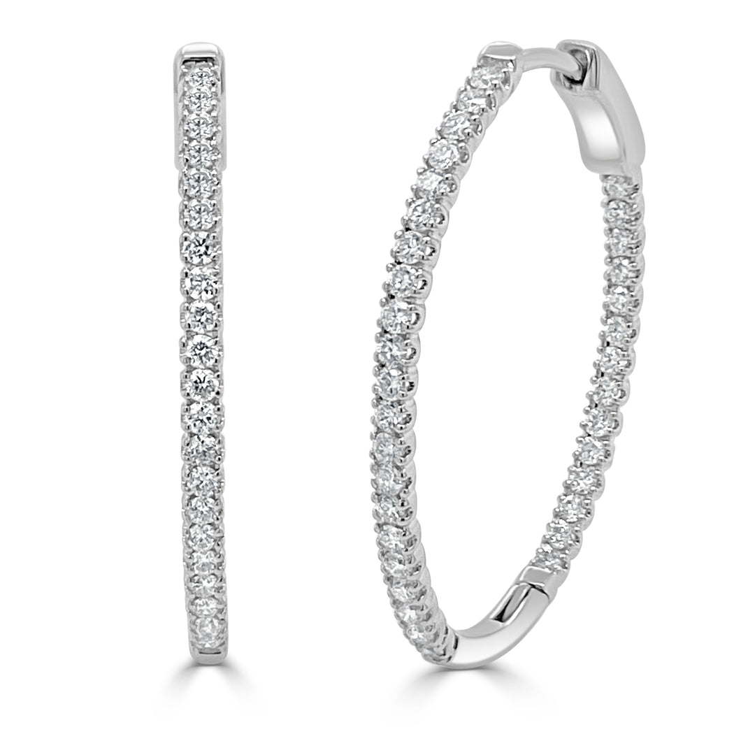 14k Gold & Diamond Oval Hoops