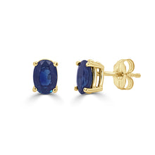 Load image into Gallery viewer, 14k Gold &amp; Sapphire Oval Studs