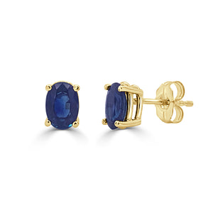 14k Gold & Sapphire Oval Studs
