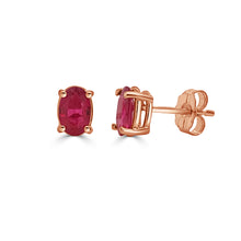 Load image into Gallery viewer, 14K Gold &amp; Ruby Oval Studs