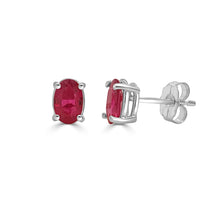 Load image into Gallery viewer, 14K Gold &amp; Ruby Oval Studs