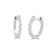 Load image into Gallery viewer, 14k Gold &amp; Baguette Diamond Huggie Earrings - HALF PAIR