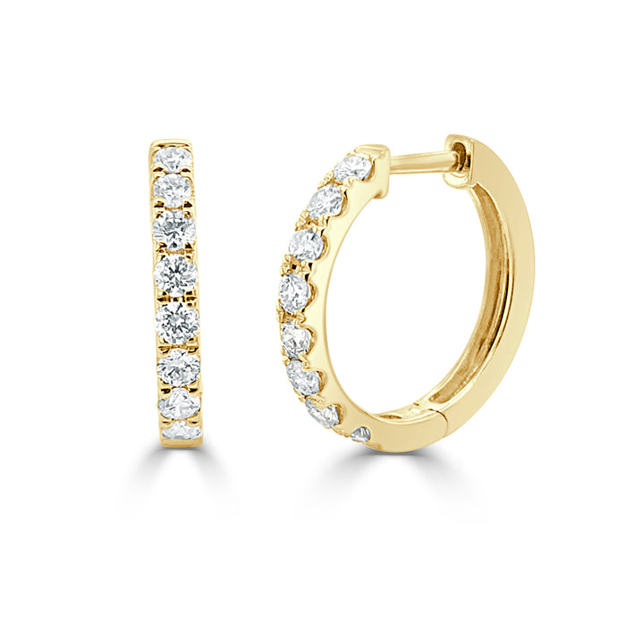 14k Gold & Diamond Huggie Earrings