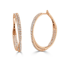 Load image into Gallery viewer, 14k Gold &amp; Diamond Criss-Cross Hoop Earrings