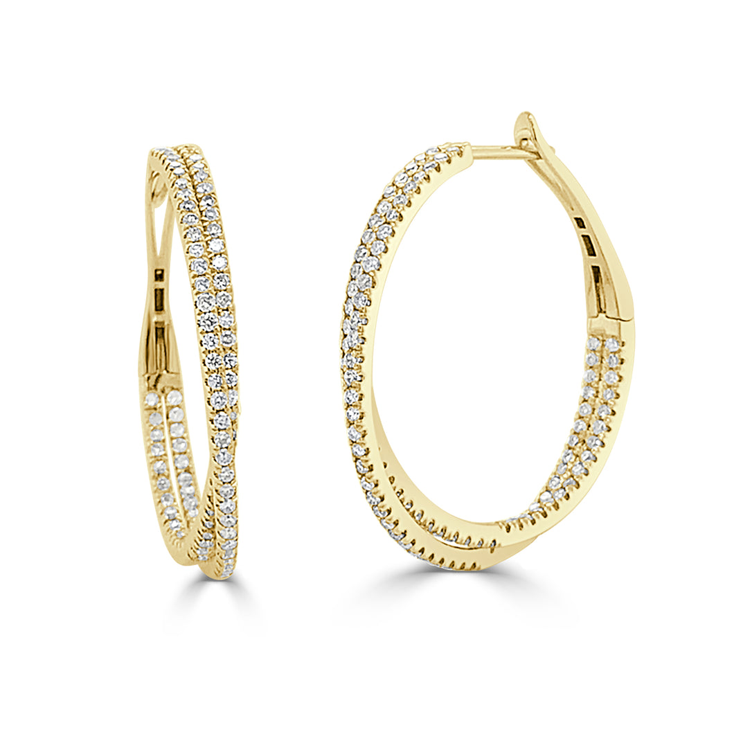 14k Gold & Diamond Criss-Cross Hoop Earrings