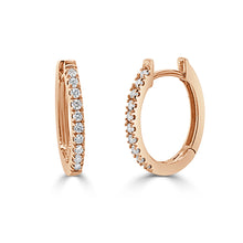 Load image into Gallery viewer, 14k Gold &amp; Diamond Oval-Shape Huggie Earrings