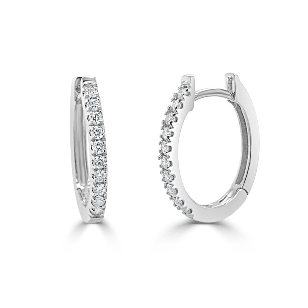 14k Gold & Diamond Oval-Shape Huggie Earrings