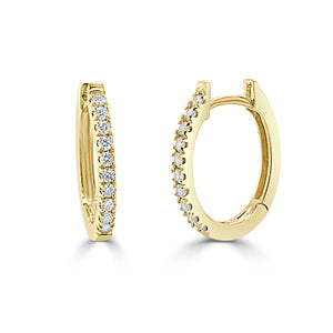 14k Gold & Diamond Oval-Shape Huggie Earrings