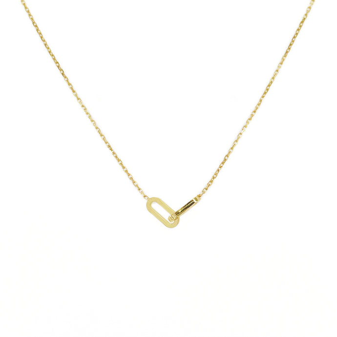 14k Gold Tiny Paperclip Link Necklace