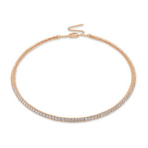 14k Gold & Diamond Flexible Choker Necklace