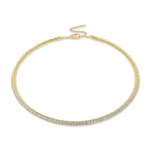 14k Gold & Diamond Flexible Choker Necklace