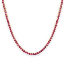 Load image into Gallery viewer, 14k Gold &amp; Ruby Tennis Necklace