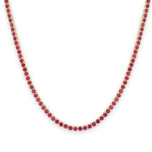 Load image into Gallery viewer, 14k Gold &amp; Ruby Tennis Necklace
