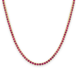 14k Gold & Ruby Tennis Necklace