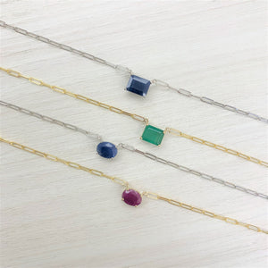 14k Gold & Sapphire Link Necklace