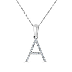 14k White Gold & Diamond Initial Necklace