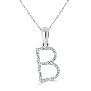 14k White Gold & Diamond Initial Necklace