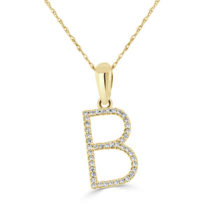 14k Yellow Gold & Diamond Initial Necklace