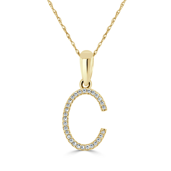 14k Yellow Gold & Diamond Initial Necklace