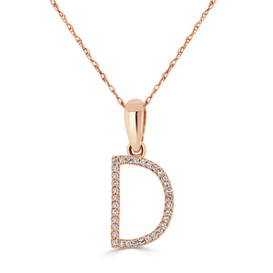 14k Rose Gold & Diamond Initial Necklace