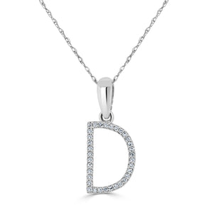 14k White Gold & Diamond Initial Necklace