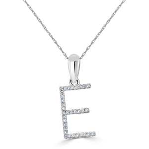 14k White Gold & Diamond Initial Necklace