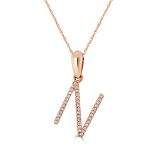 Load image into Gallery viewer, 14k Rose Gold &amp; Diamond Initial Necklace