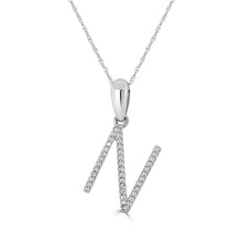 Load image into Gallery viewer, 14k White Gold &amp; Diamond Initial Necklace