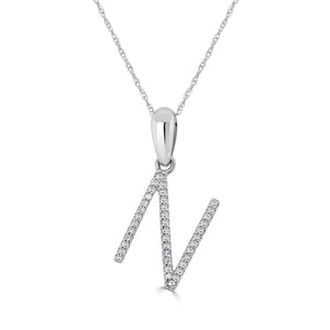 14k White Gold & Diamond Initial Necklace