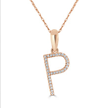 Load image into Gallery viewer, 14k Rose Gold &amp; Diamond Initial Necklace