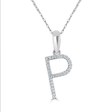 Load image into Gallery viewer, 14k White Gold &amp; Diamond Initial Necklace
