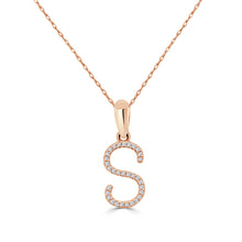 Load image into Gallery viewer, 14k Rose Gold &amp; Diamond Initial Necklace