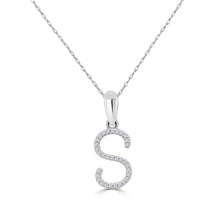Load image into Gallery viewer, 14k White Gold &amp; Diamond Initial Necklace