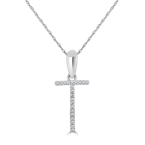 14k White Gold & Diamond Initial Necklace