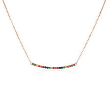 Load image into Gallery viewer, 14k Gold &amp; Rainbow Sapphire Bar Necklace