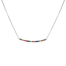 Load image into Gallery viewer, 14k Gold &amp; Rainbow Sapphire Bar Necklace